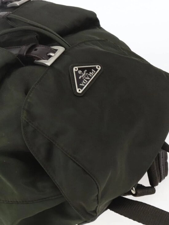 PRADA Backpack Nylon Khaki Silver Auth 164325 main image 11